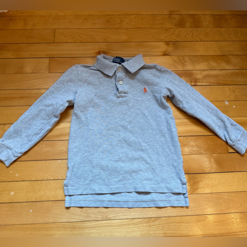 Gray Long-Sleeve Polo Shirt